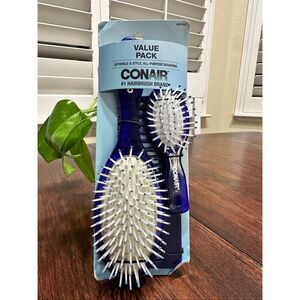 ConAir Blue and White Detangle Hair Brush and Comb Trio New